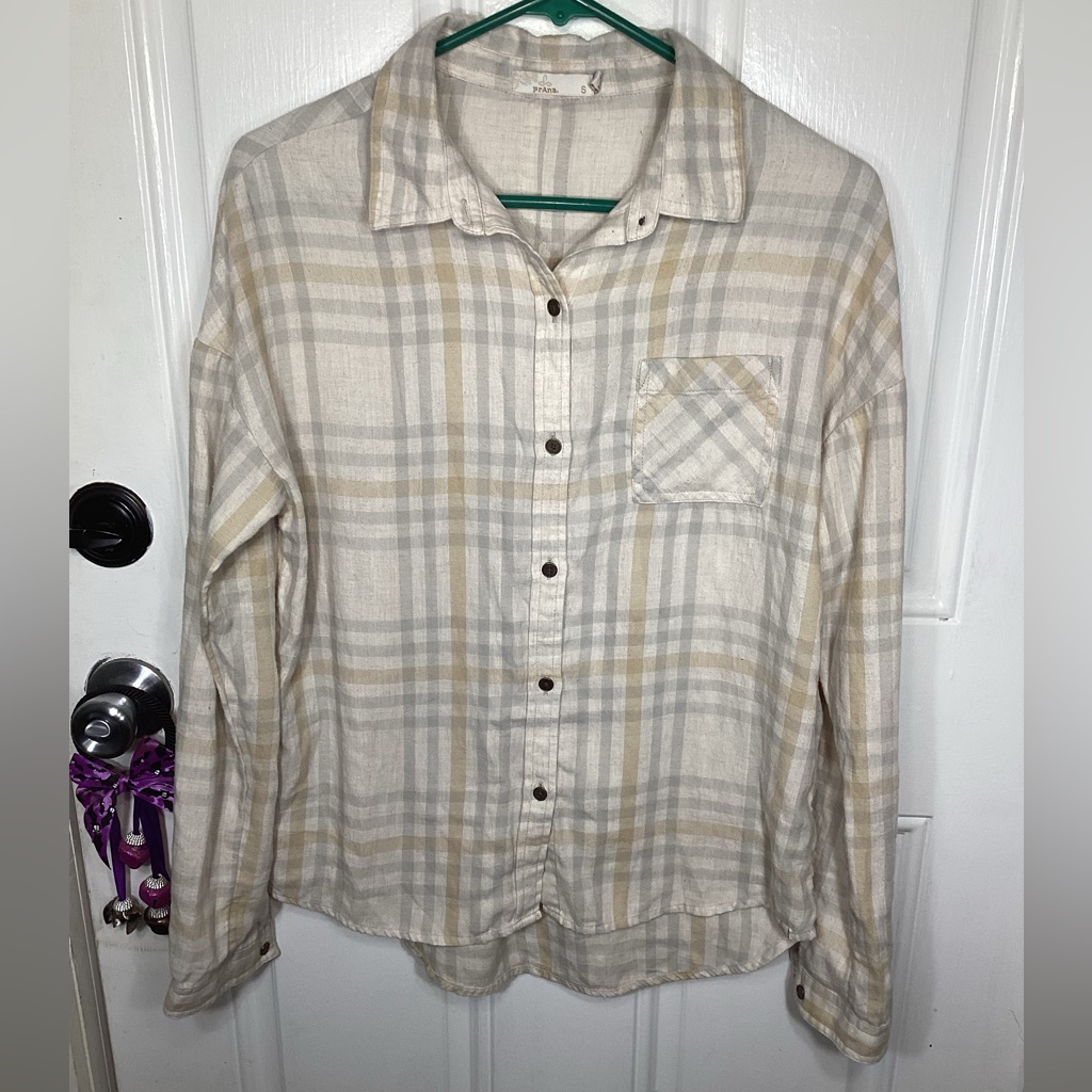Prana Small Plaid Button Down Shirt
